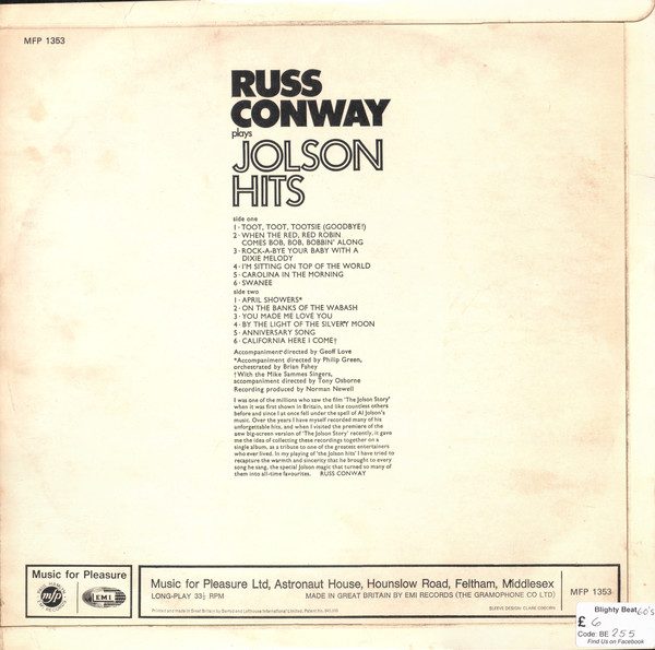 Russ Conway plays Jolson Hits