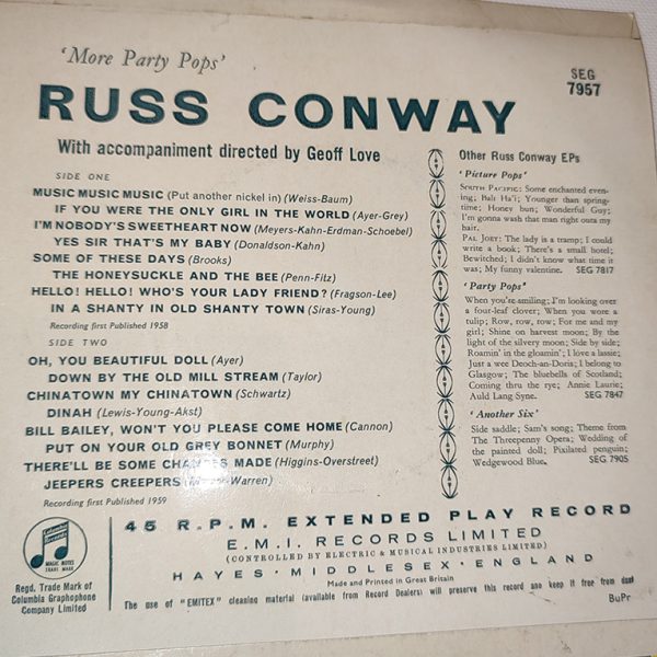 Russ Conway – More Party Pops 7" single